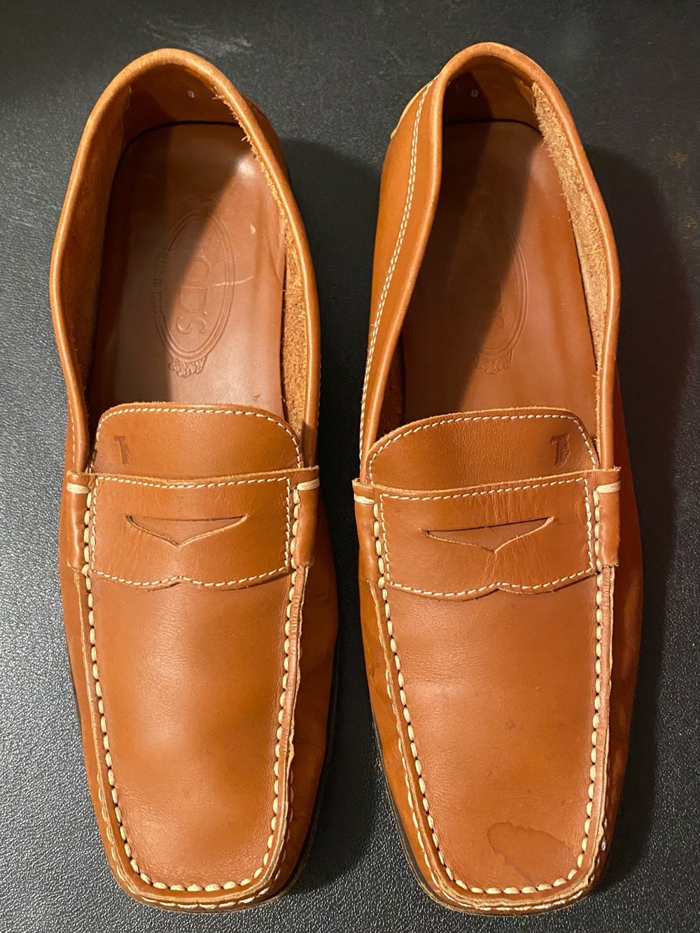 Tod's Men’s Cognac Leather Penny Loafers Size US 10